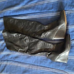 Black, knee high boots